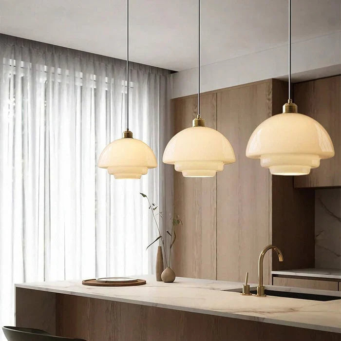 Calistre | Mid-Century Milky Glass Pendant Light