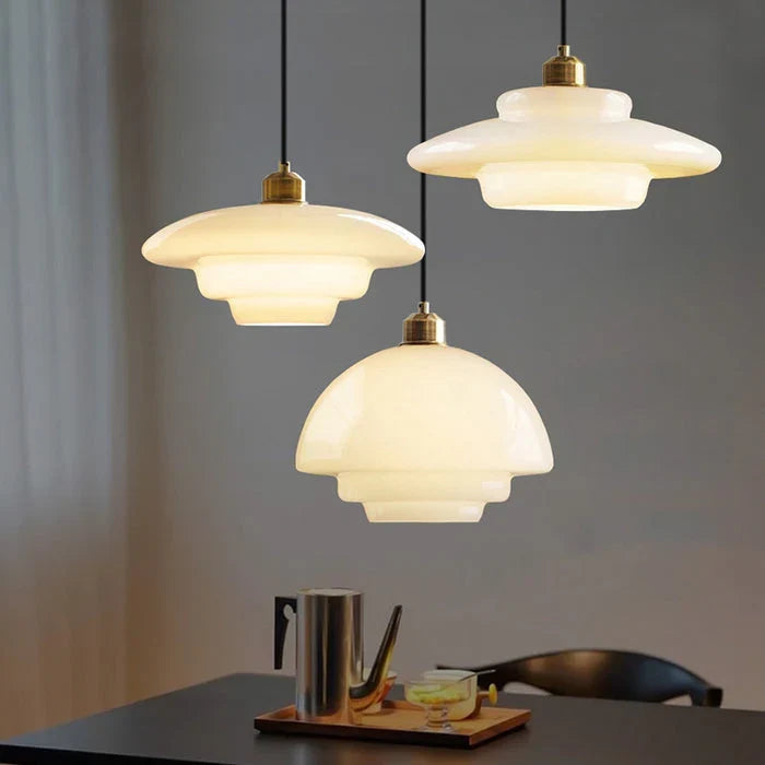 Calistre | Mid-Century Milky Glass Pendant Light