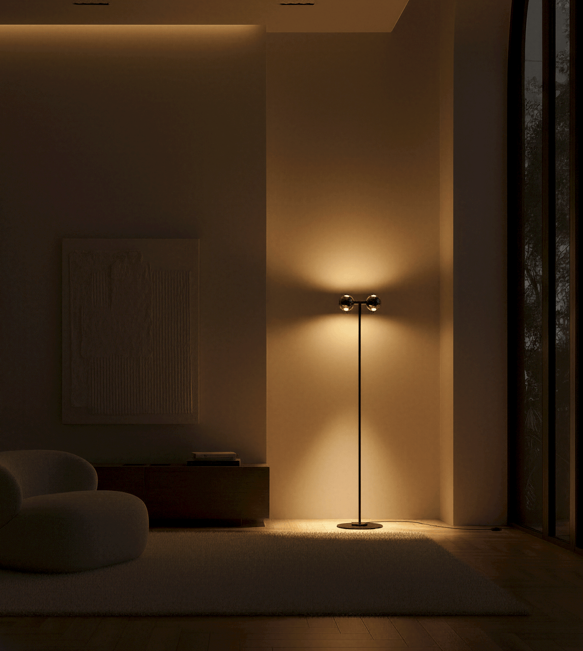Ash | LED Floor Lamp with Dual Globe Shades