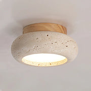 Havenwood | Travertine and Wood Ceiling Light