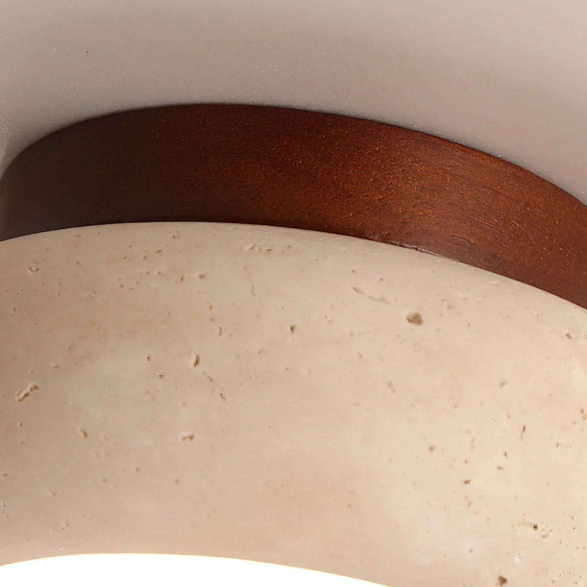 Havenwood | Travertine and Wood Ceiling Light