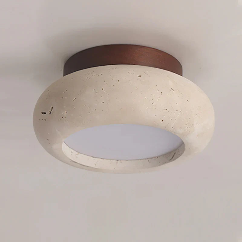 Havenwood | Travertine and Wood Ceiling Light