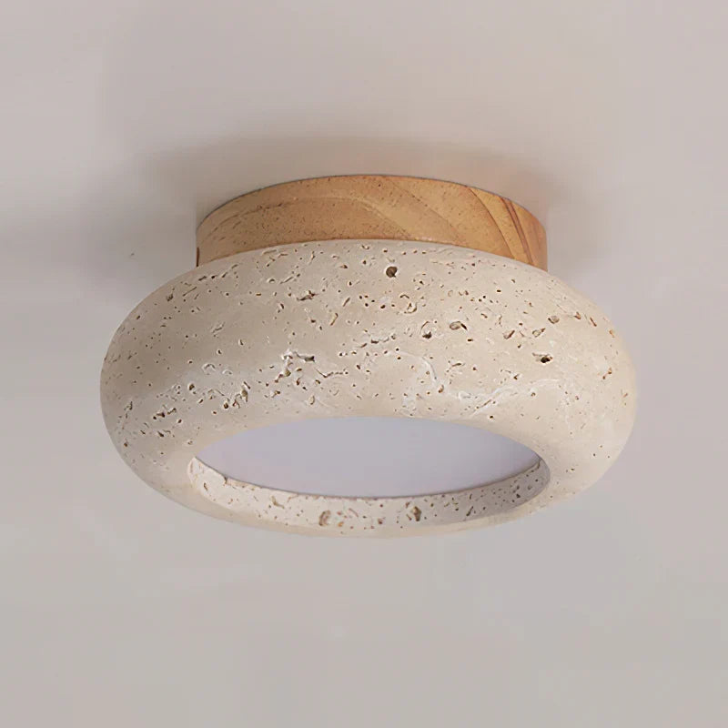 Havenwood | Travertine and Wood Ceiling Light