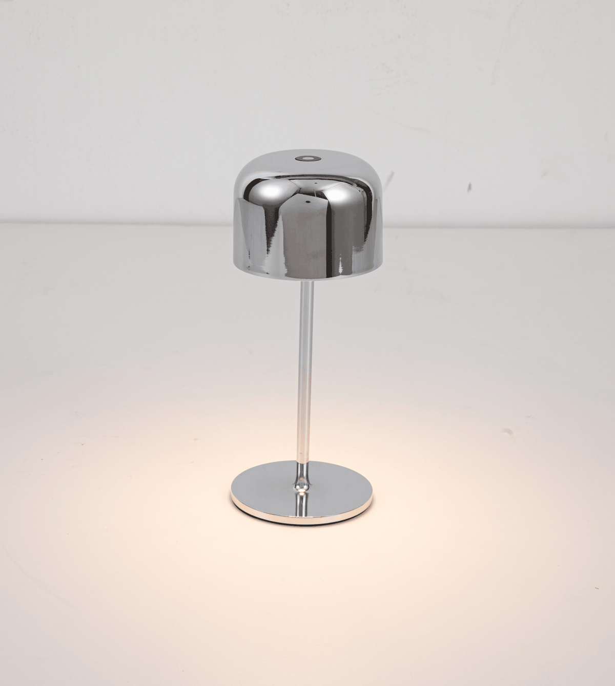 Lunaris | Compact Chrome Table Lamp with Dome Shade