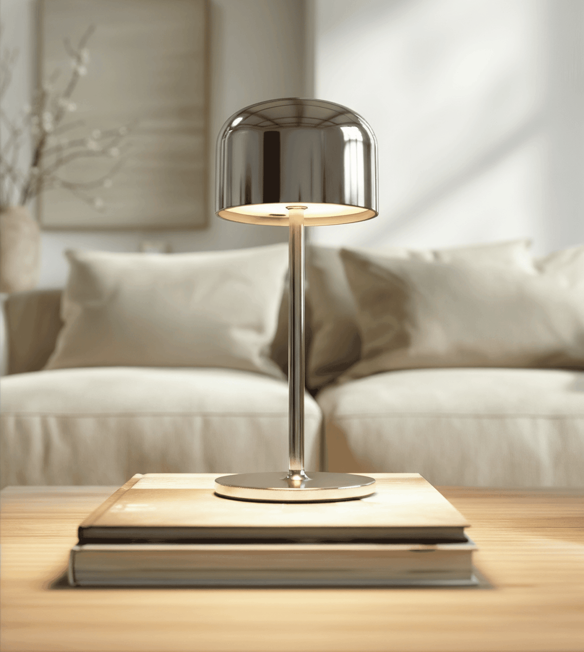 Lunaris | Compact Chrome Table Lamp with Dome Shade