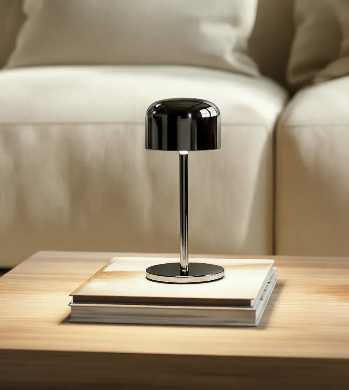 Lunaris | Compact Chrome Table Lamp with Dome Shade