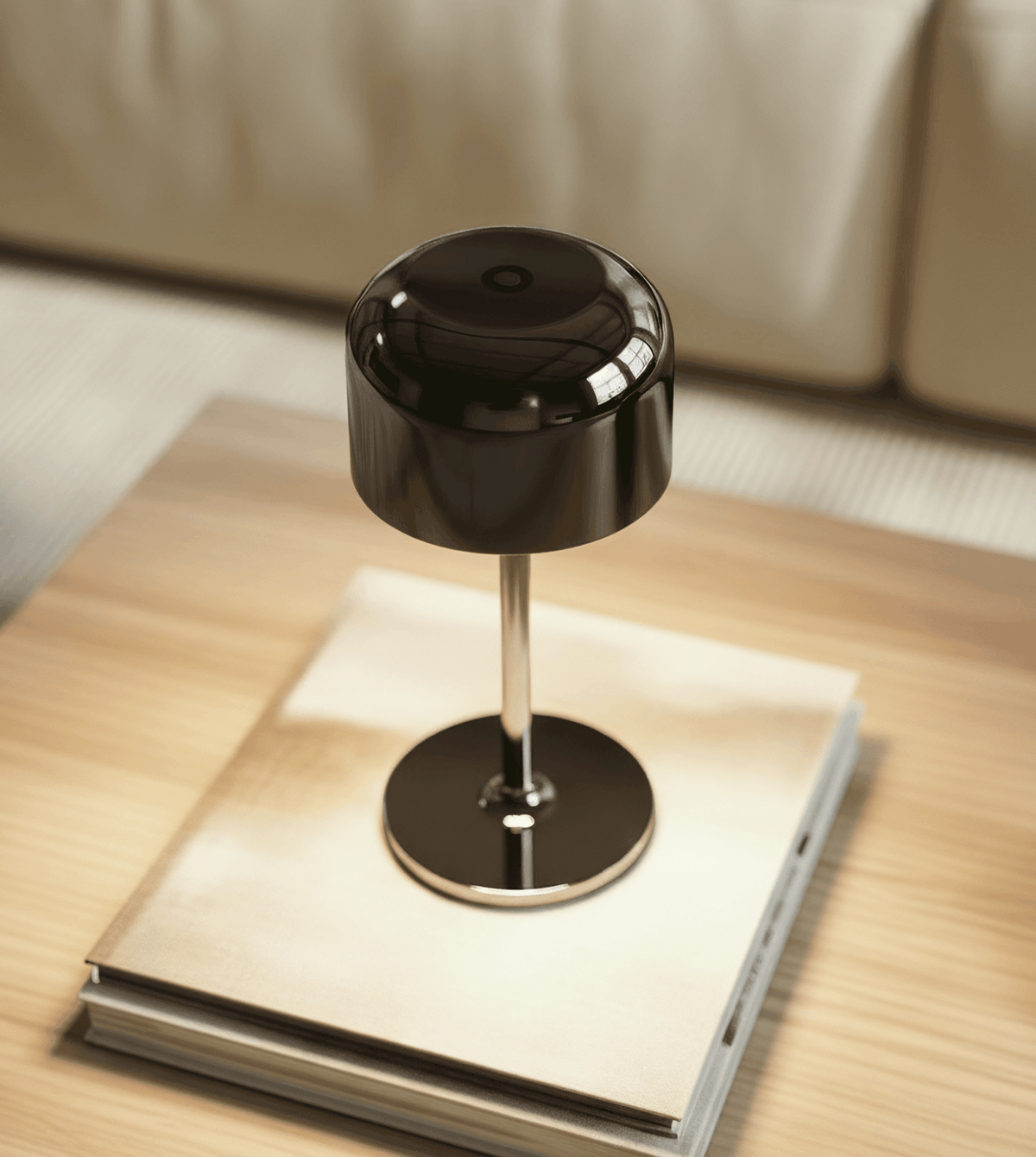 Lunaris | Compact Chrome Table Lamp with Dome Shade