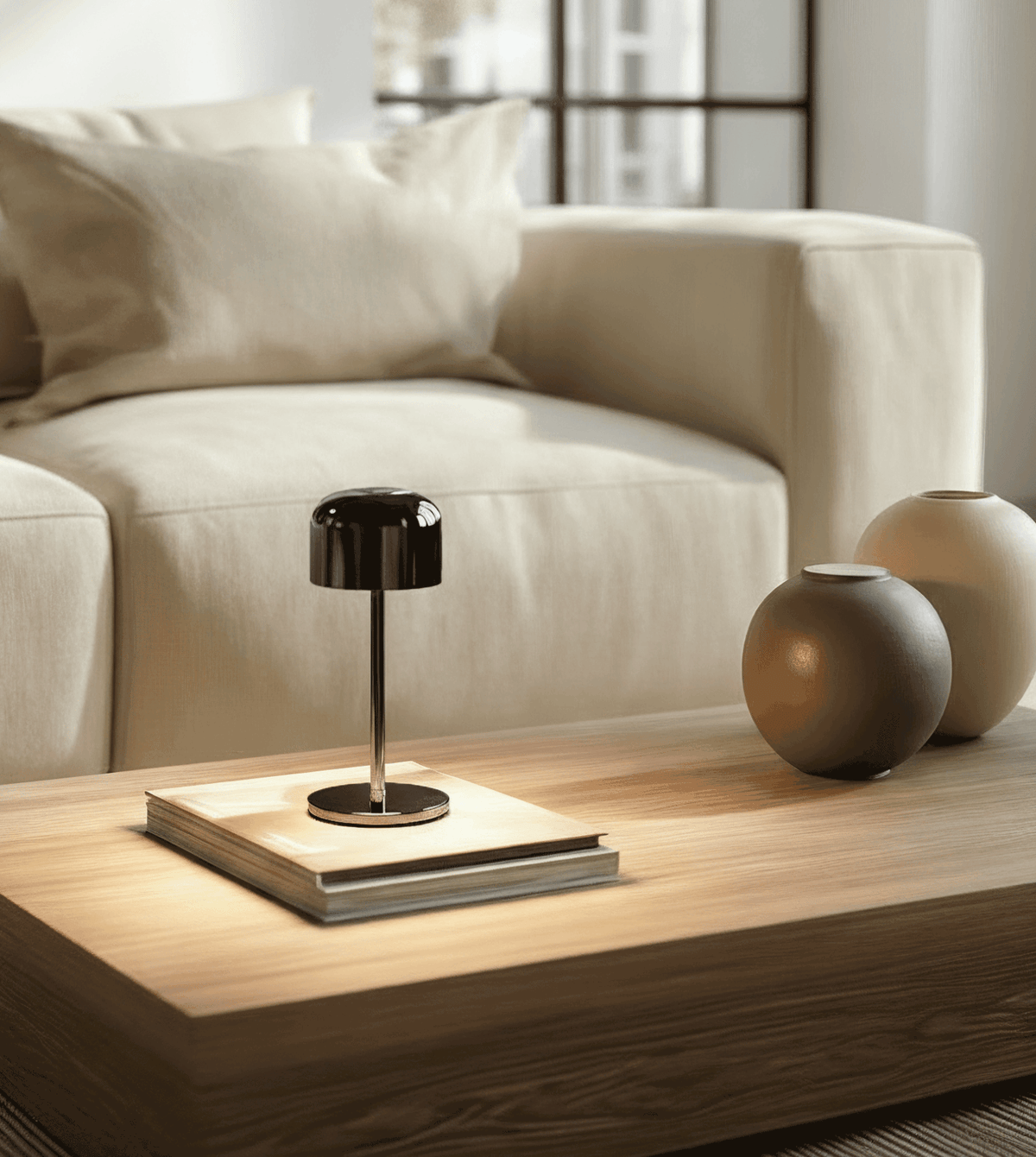 Lunaris | Compact Chrome Table Lamp with Dome Shade