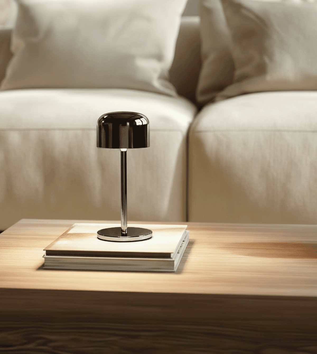 Lunaris | Compact Chrome Table Lamp with Dome Shade