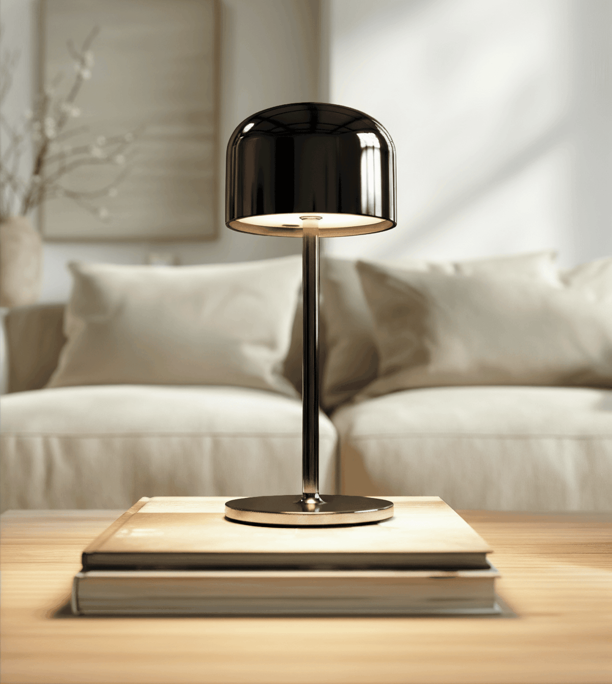 Lunaris | Compact Chrome Table Lamp with Dome Shade