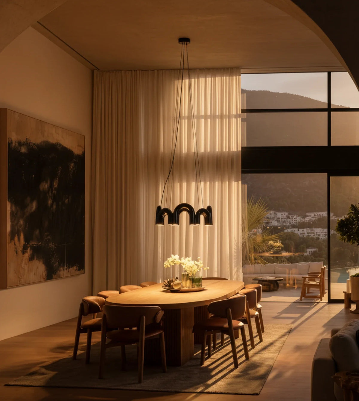 Kyvelle | LED Arch Pendant Light with Adjustable Cable