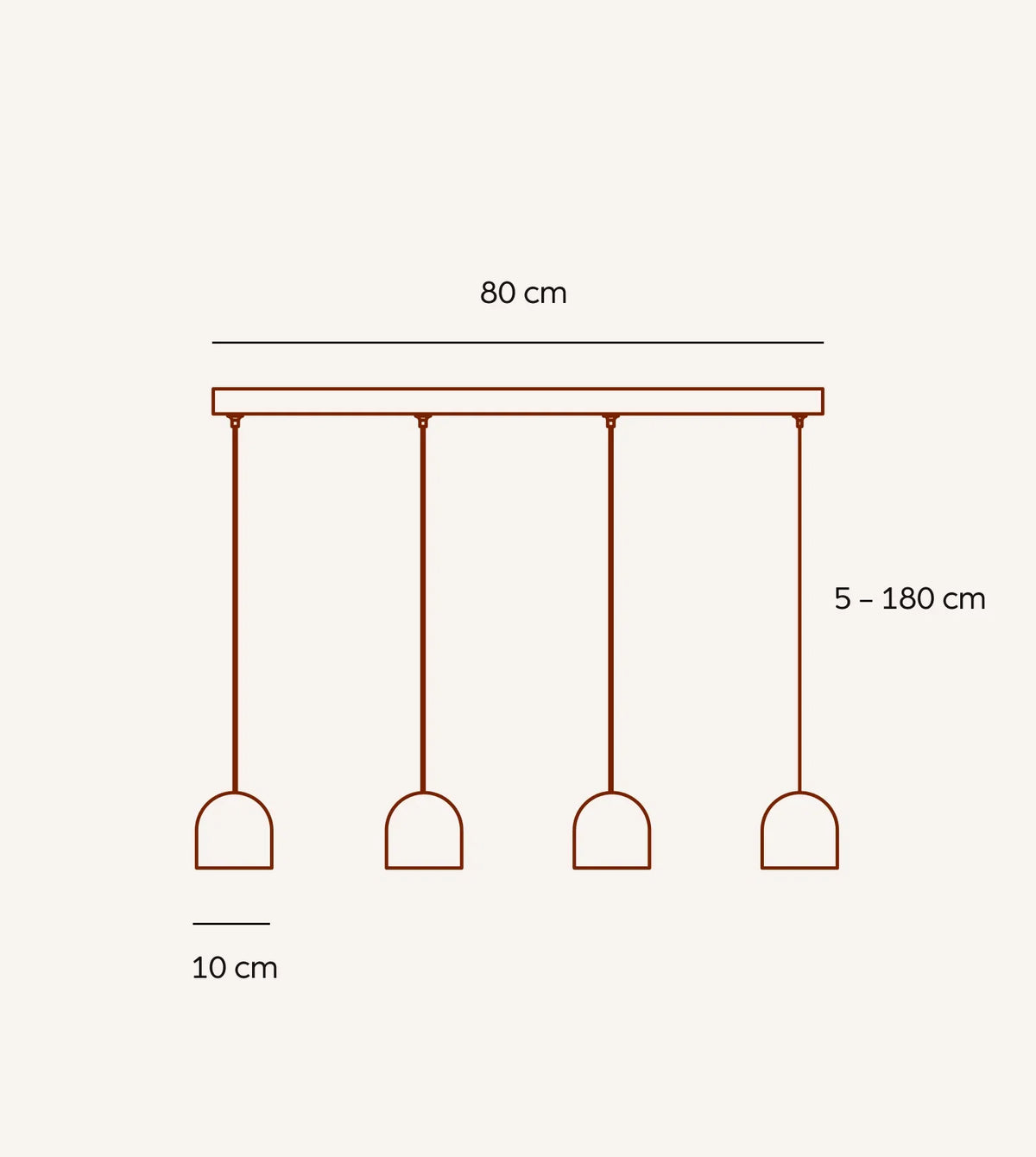 Caelum | Four-Light Pendant Fixture with Dome Shades