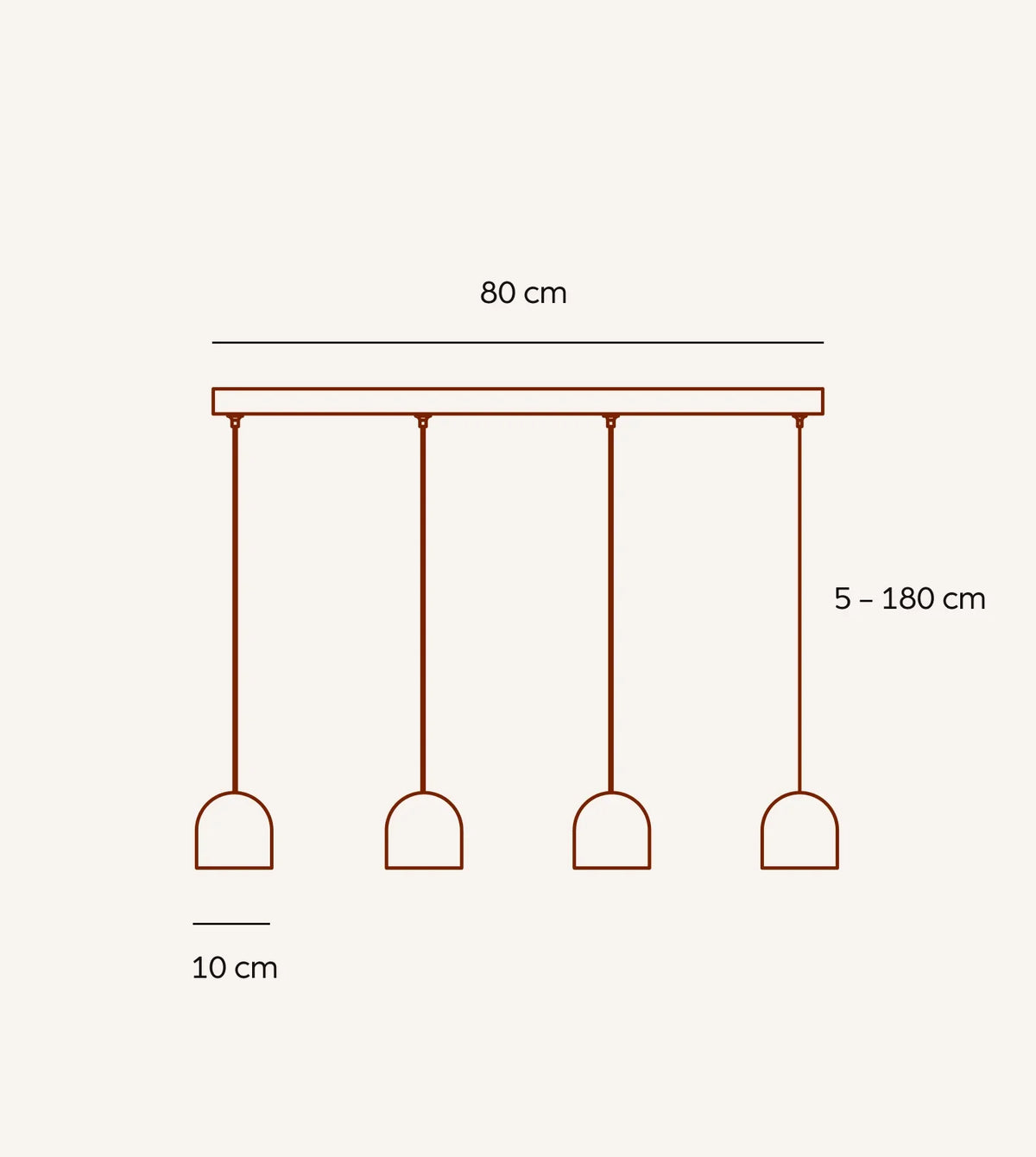 Caelum | Four-Light Pendant Fixture with Dome Shades
