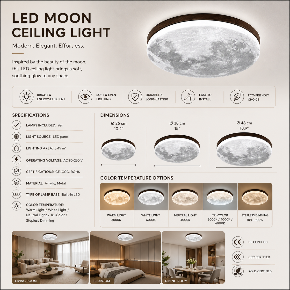 Lior | Moon-Inspired LED Ceiling Light