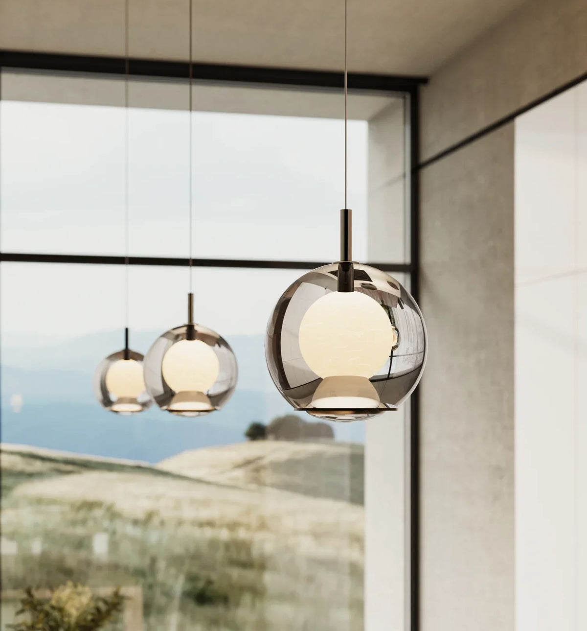 Solwyn | Glass Globe Pendant Light with Adjustable Height