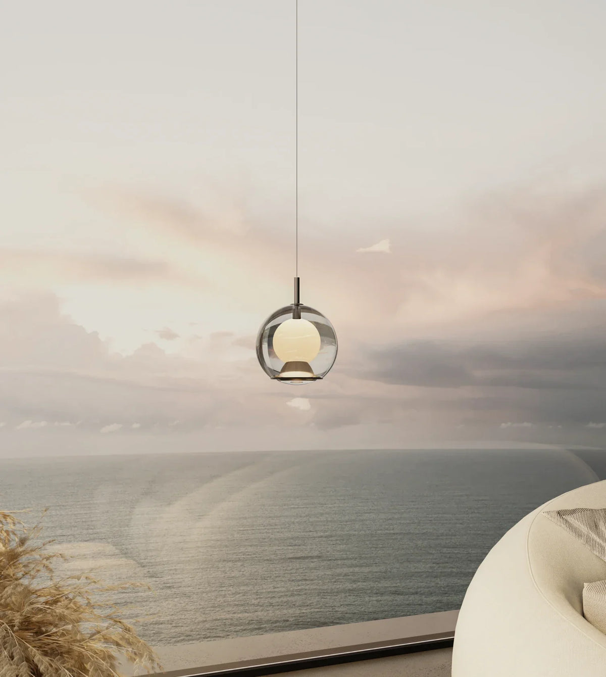 Solwyn | Glass Globe Pendant Light with Adjustable Height