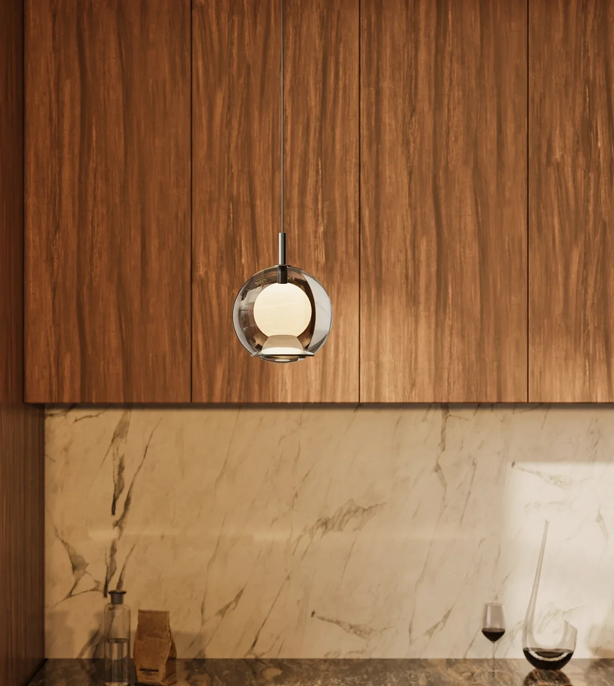 Solwyn | Glass Globe Pendant Light with Adjustable Height