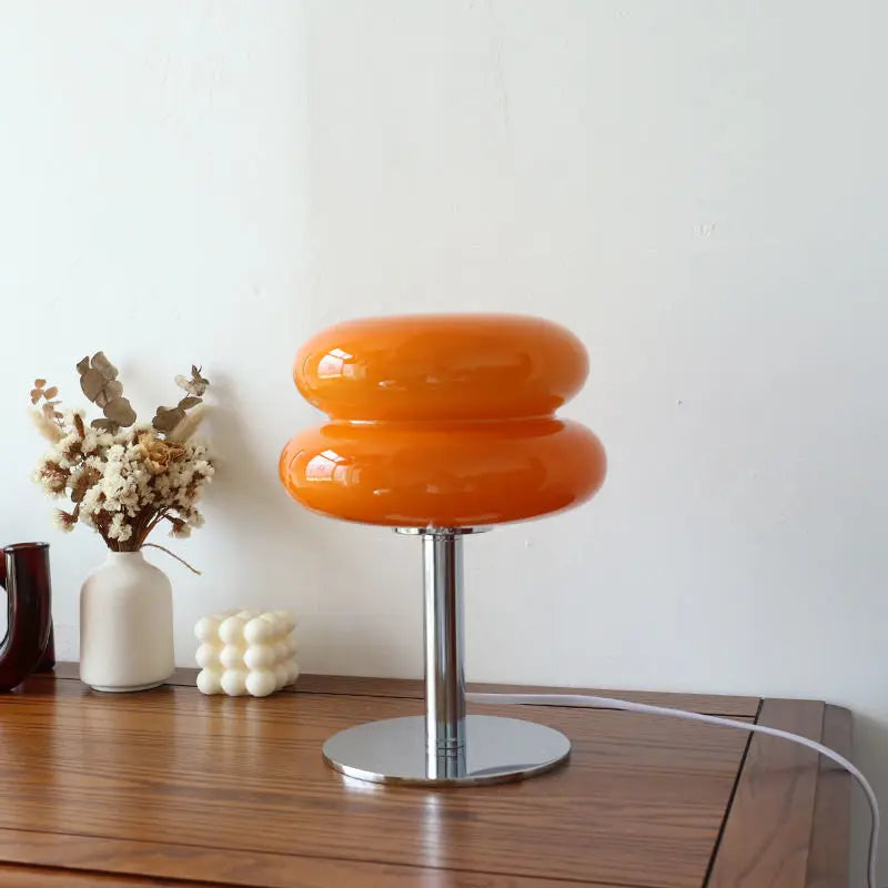Viviette | Modern USB Table Lamp with Glossy Glass Shade