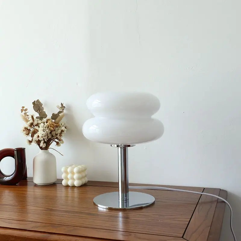 Viviette | Modern USB Table Lamp with Glossy Glass Shade