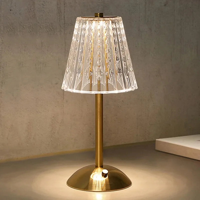 Gracelyn | LED Crystal Table Lamp with Gold Finish