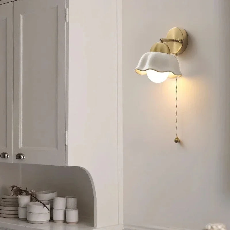 Rosamund | Wall Sconce with Wavy Shade and Pull Chain