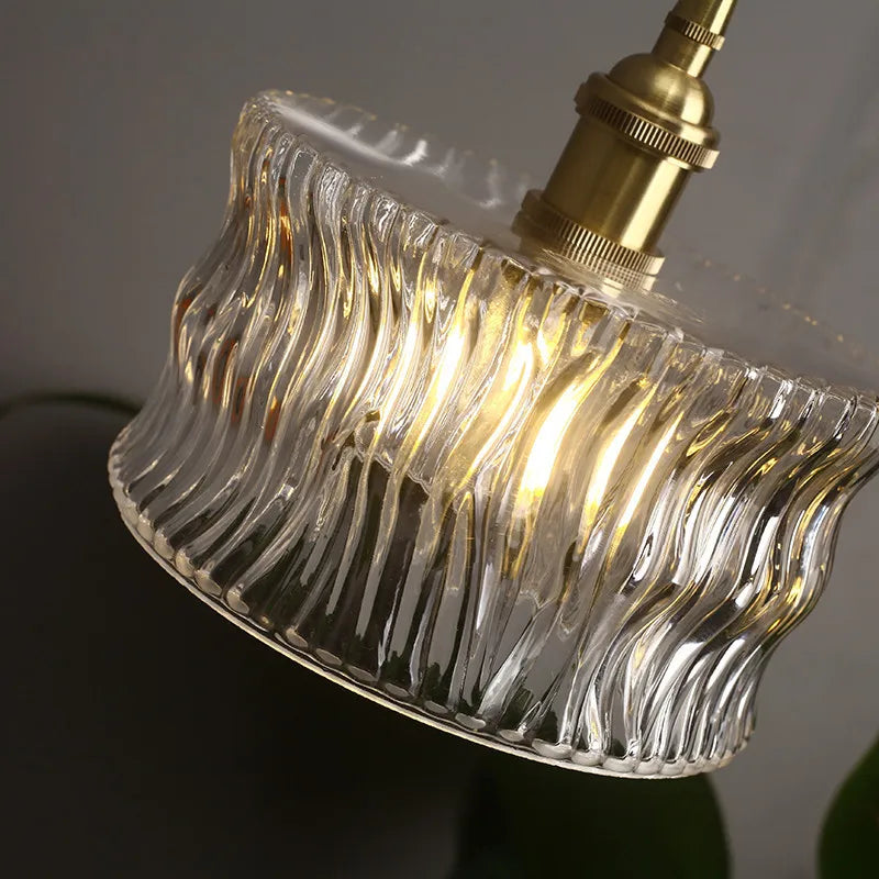 Bay | Ribbed Glass Pendant Light with Brass Fitting