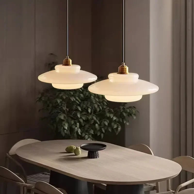 Calistre | Mid-Century Milky Glass Pendant Light