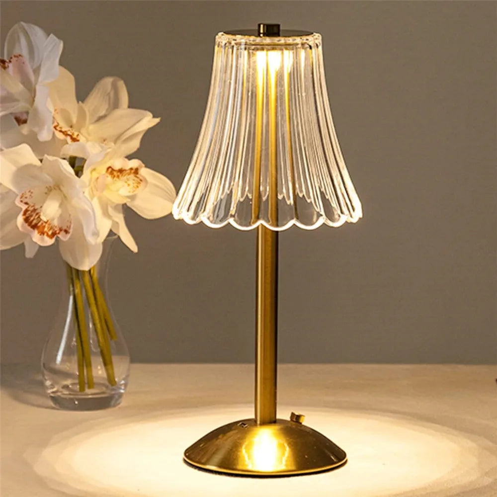 Gracelyn | LED Crystal Table Lamp with Gold Finish