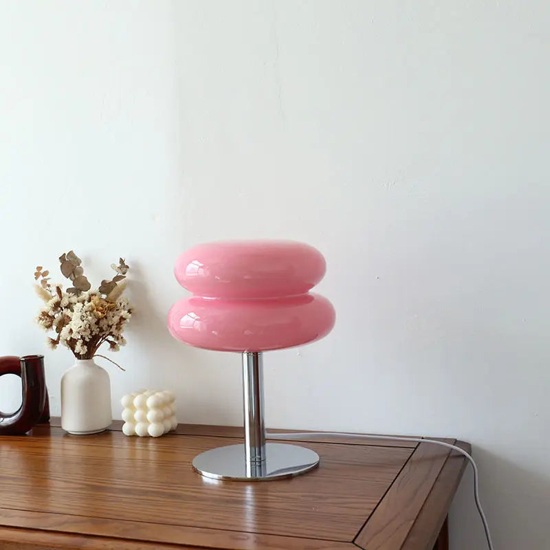 Viviette | Modern USB Table Lamp with Glossy Glass Shade