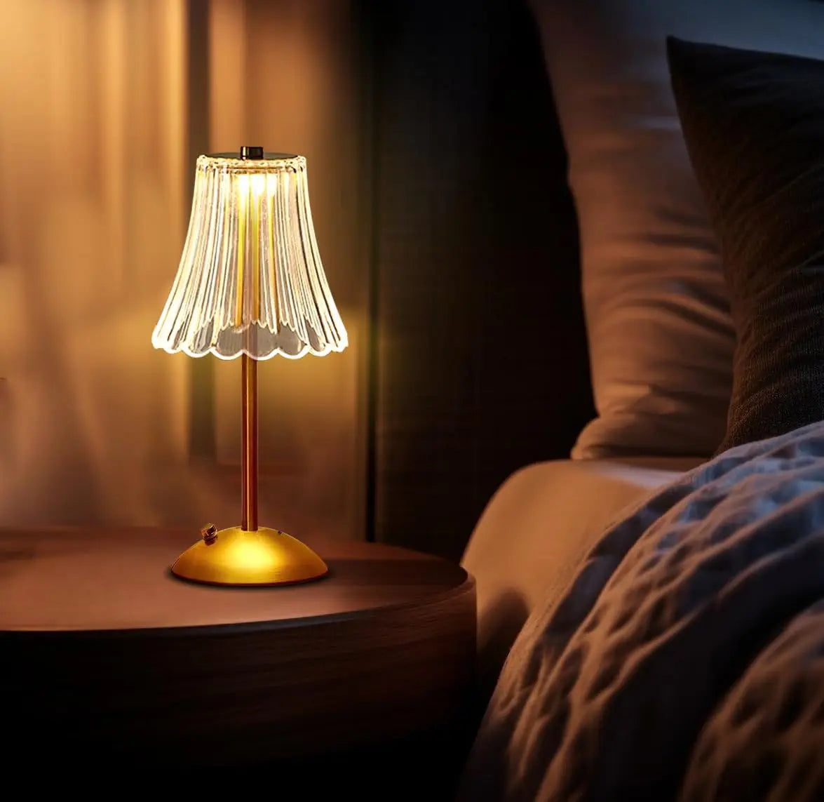 Gracelyn | LED Crystal Table Lamp with Gold Finish