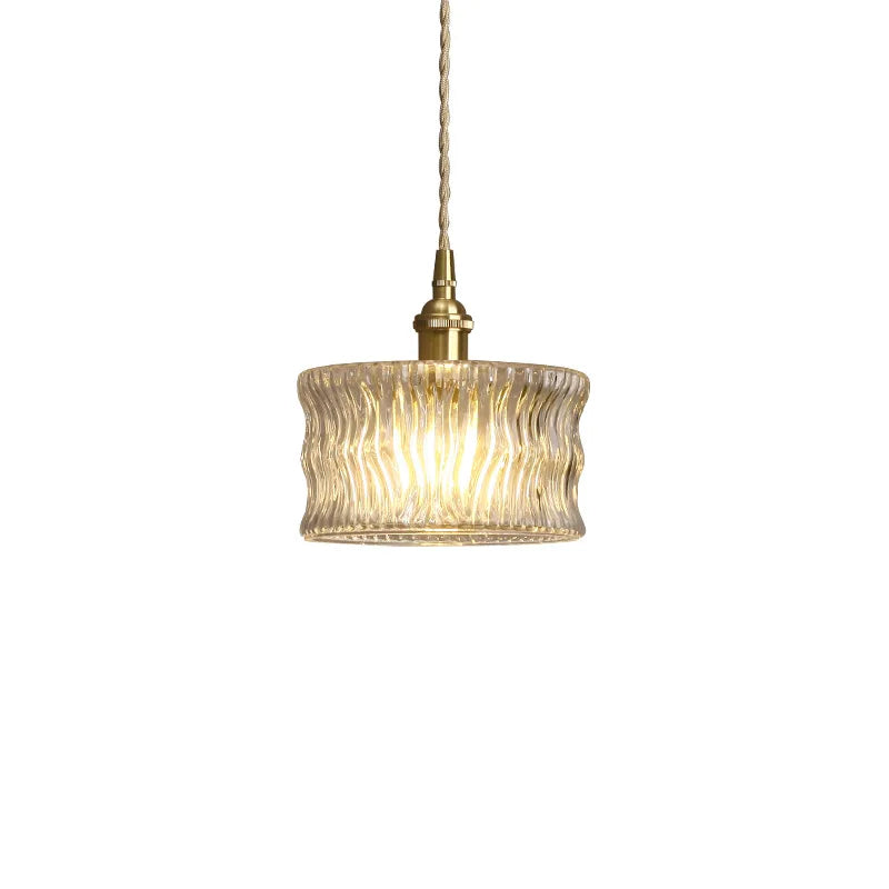 Bay | Ribbed Glass Pendant Light with Brass Fitting