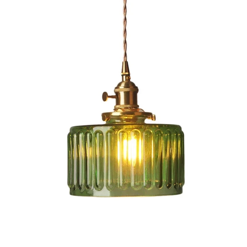 Bay | Ribbed Glass Pendant Light with Brass Fitting