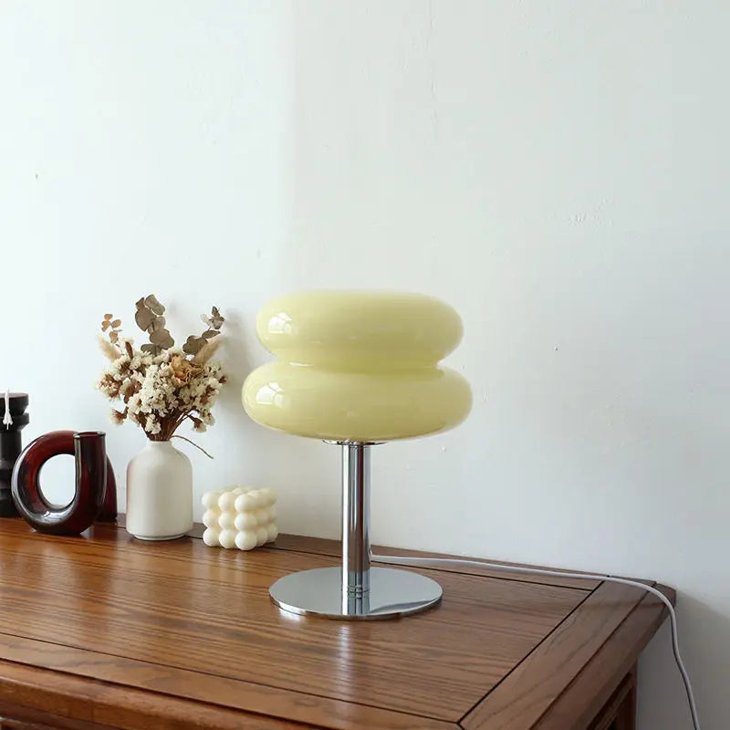 Viviette | Modern USB Table Lamp with Glossy Glass Shade