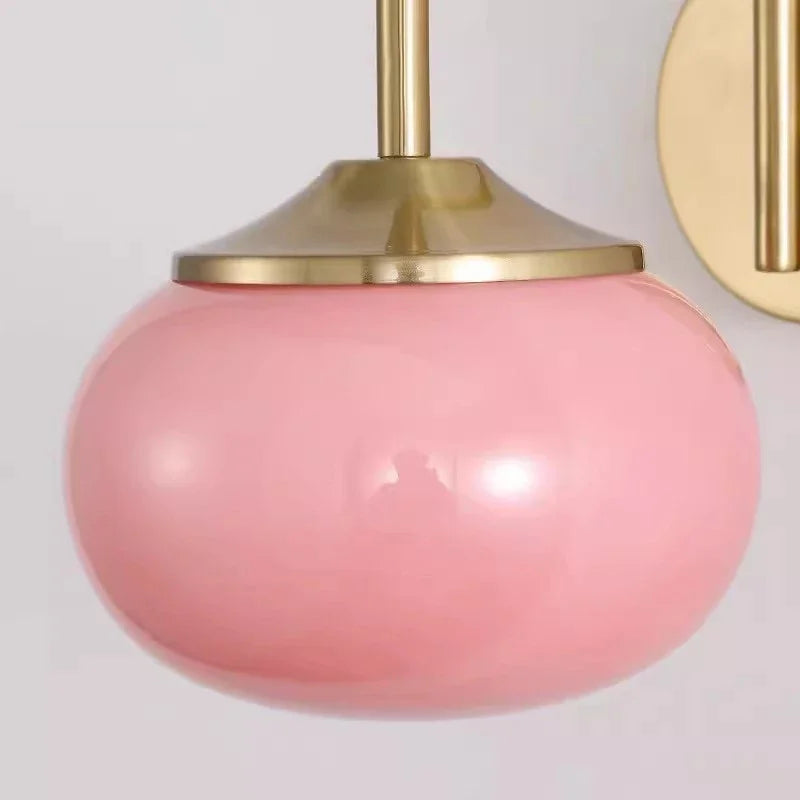 Teal | Glass Globe Wall Sconce with Polished Brass Arm