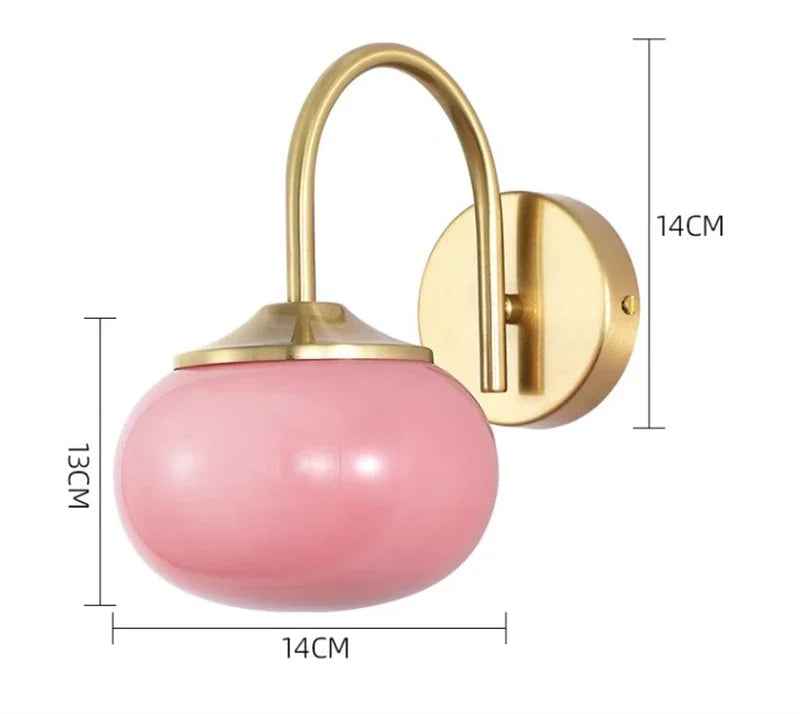 Teal | Glass Globe Wall Sconce with Polished Brass Arm