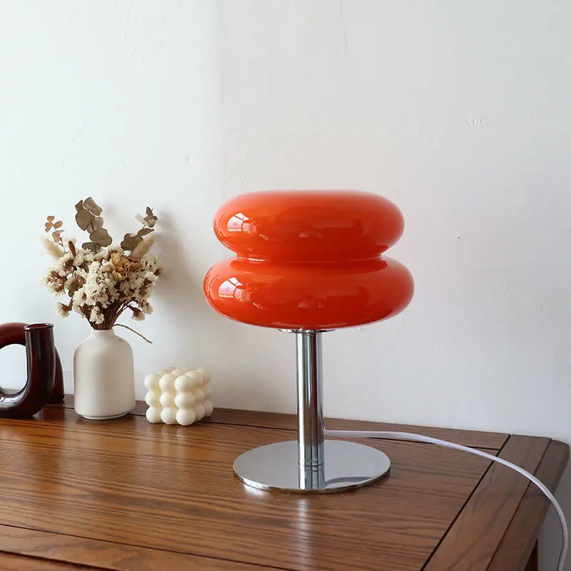 Viviette | Modern USB Table Lamp with Glossy Glass Shade