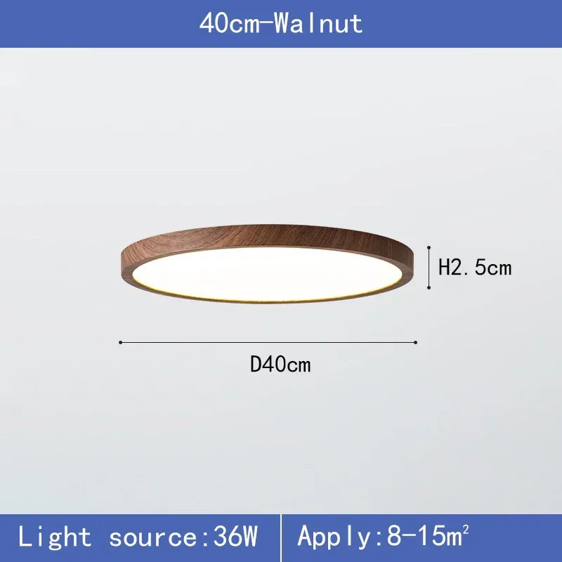 Verandel | Round LED Ceiling Light with Wood Frame