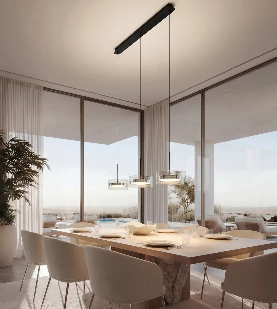 Oronyx | Three-Light Glass Pendant Fixture