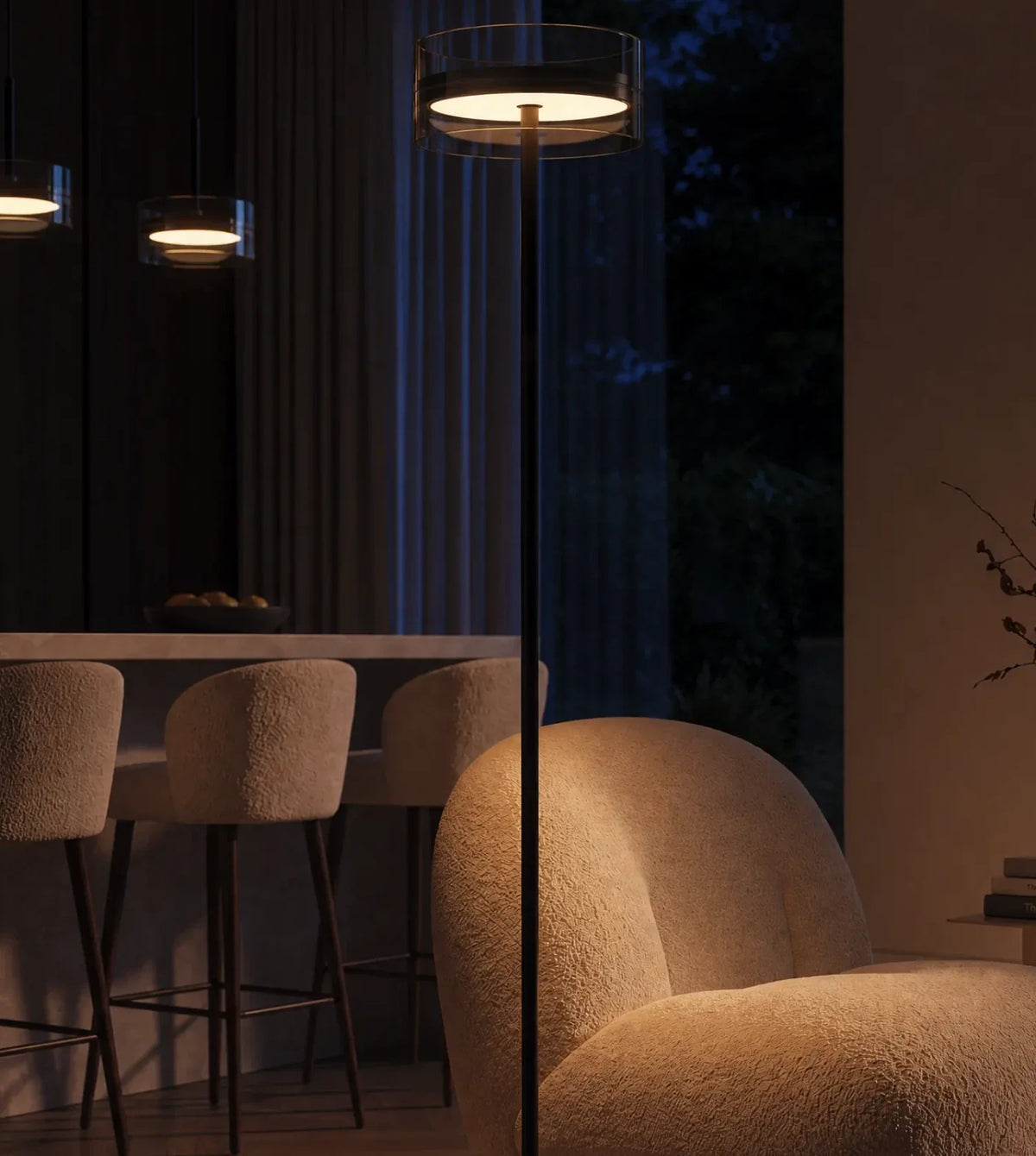 Halcyon | Chrome LED Pendant & Floor Lamp Set