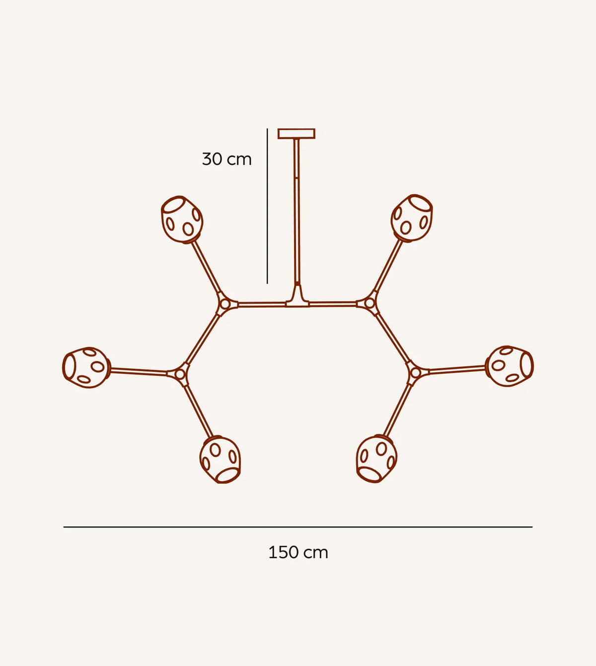 Hexis | Six-Light Ceiling Pendant with Glass Shades