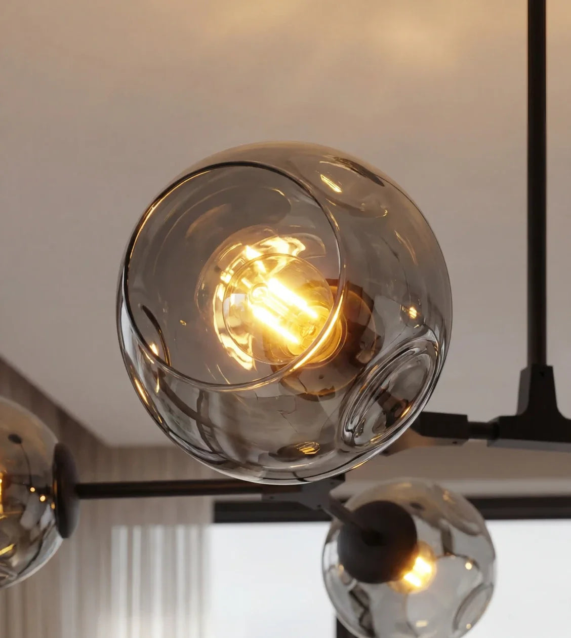 Hexis | Six-Light Ceiling Pendant with Glass Shades