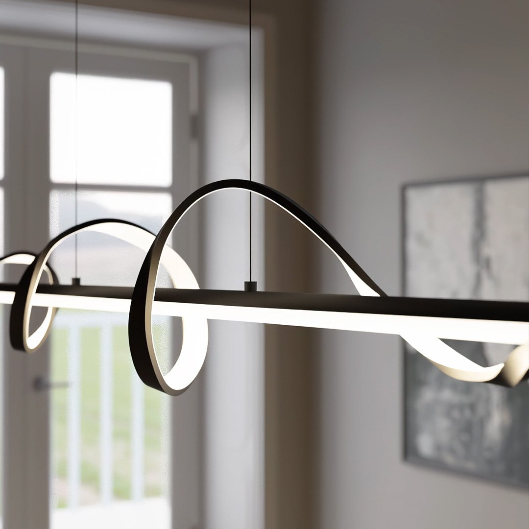 Zinova | LED Wave Pendant Light in Matte Black