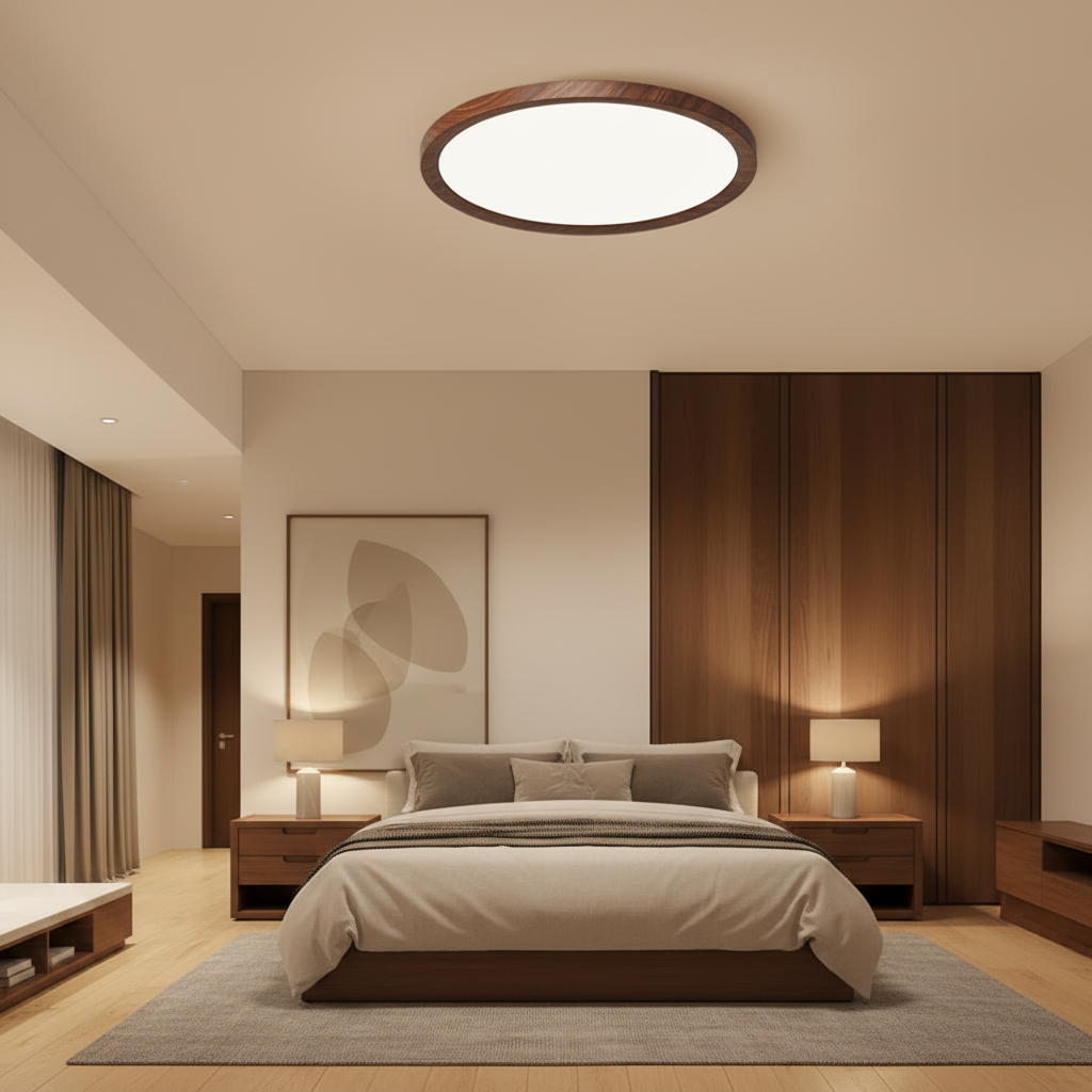 Verandel | Round LED Ceiling Light with Wood Frame