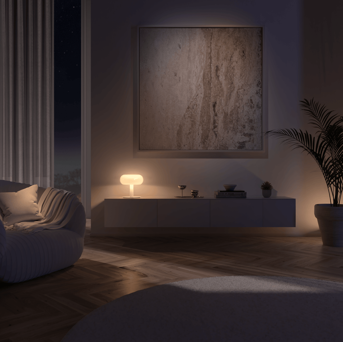 Opalyx | LED Glass Table Lamp with Touch Dimmer