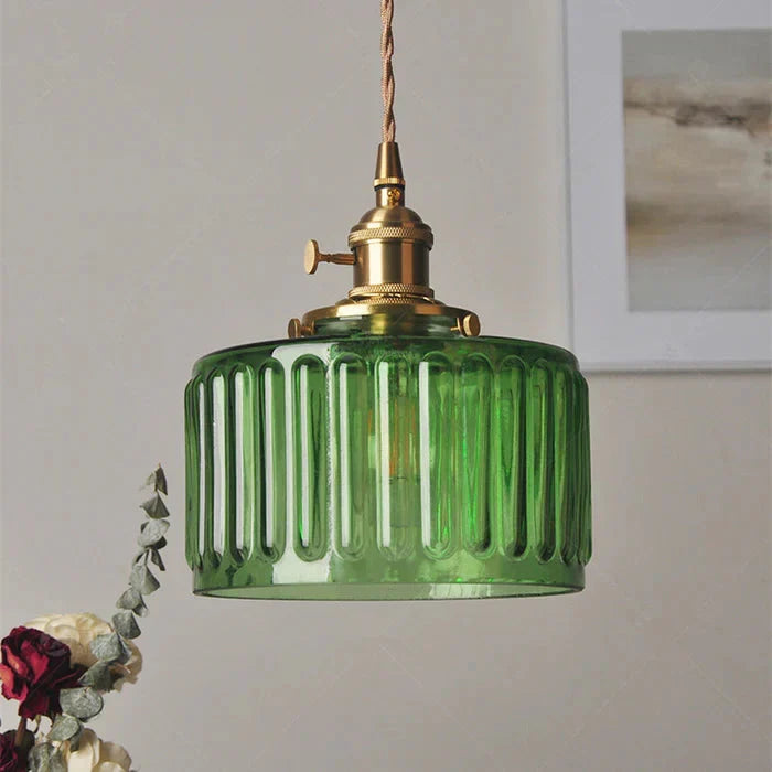 Bay | Ribbed Glass Pendant Light with Brass Fitting