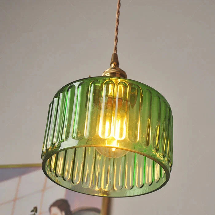 Bay | Ribbed Glass Pendant Light with Brass Fitting