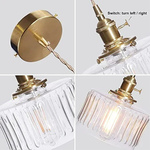 Bay | Ribbed Glass Pendant Light with Brass Fitting