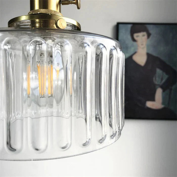 Bay | Ribbed Glass Pendant Light with Brass Fitting