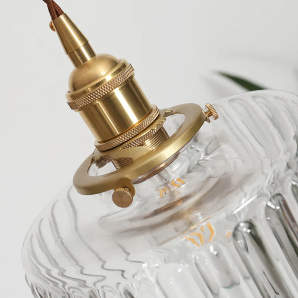 Bay | Ribbed Glass Pendant Light with Brass Fitting