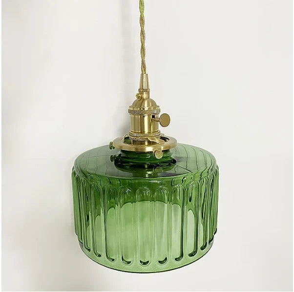 Bay | Ribbed Glass Pendant Light with Brass Fitting